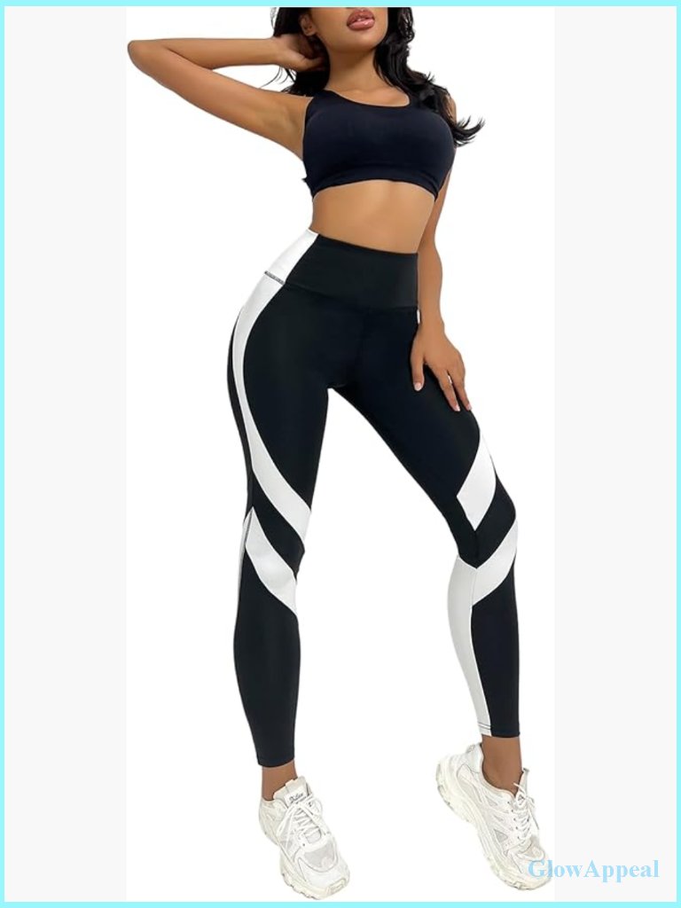 High Waisted Seamless Color Block Leggings Workout Sports Yoga Pants